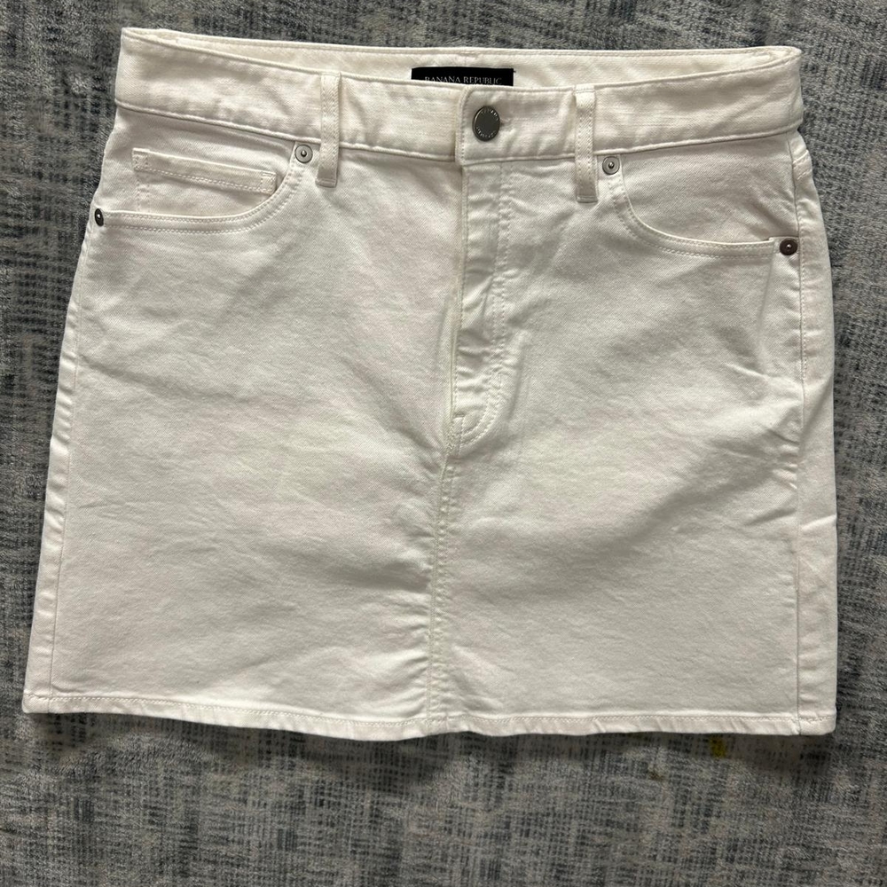 White Jean Mini Skirt
